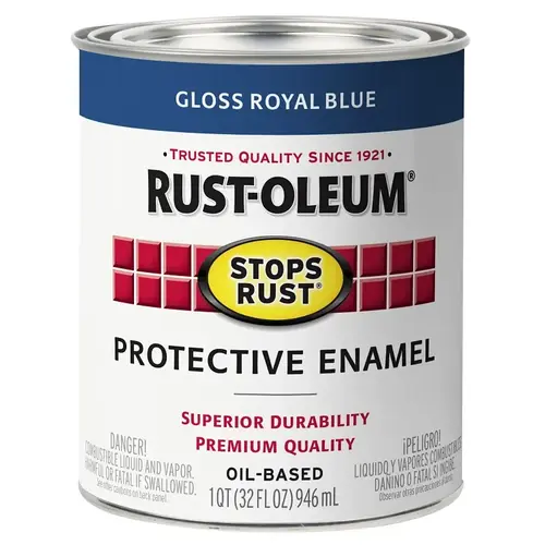 Stops Rust Protective Enamel Paint, Gloss, Royal Blue, 1 qt