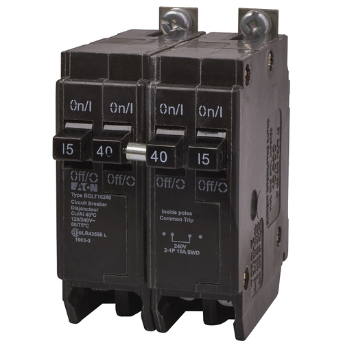 Replacement Classic Circuit Breaker, Quad Type BQL, 15 to 40 A, 4 -Pole, 120/240 VAC