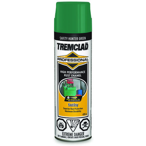 TREMCLAD Rust Enamel Paint, Gloss, Hunter Green, 426 g, Aerosol Can - pack of 6