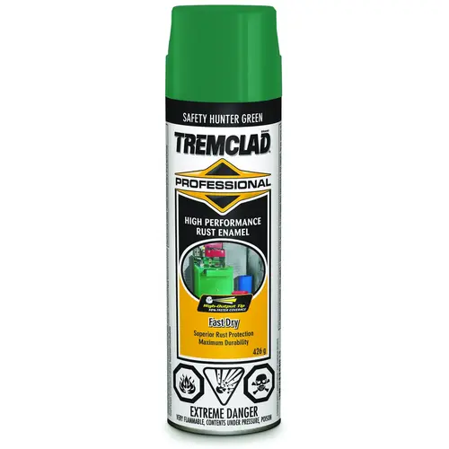 TREMCLAD Rust Enamel Paint, Gloss, Hunter Green, 426 g, Aerosol Can - pack of 6