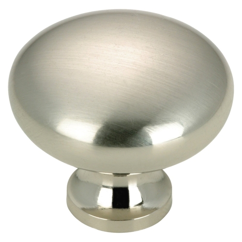 Cabinet Knob, 1-1/16 in Projection, Metal, Brushed Nickel