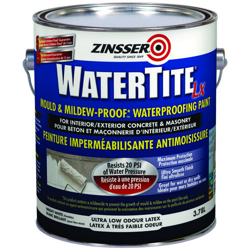 WATERTITE Waterproofing Paint, Liquid, White, 3.78 L