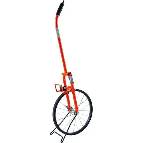 Measuring Wheel, 9999.9 ft, 15-1/2 in Wheel, Rubber Wheel, Steel, Orange