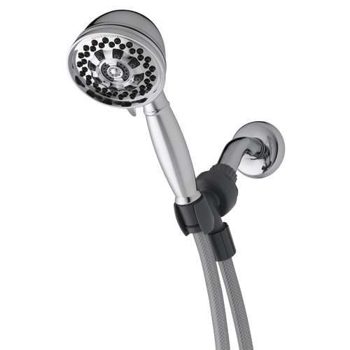 Handheld Shower Head, 1.8 gpm, 6 Spray Settings, Chrome, 5 ft L Hose