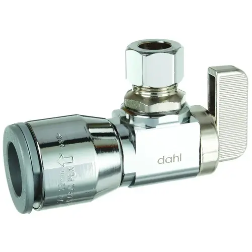 mini-ball /211 Stop Valve, 1/2 x 3/8 in Connection, Compression, 125 psi Pressure, Manual Actuator Chrome