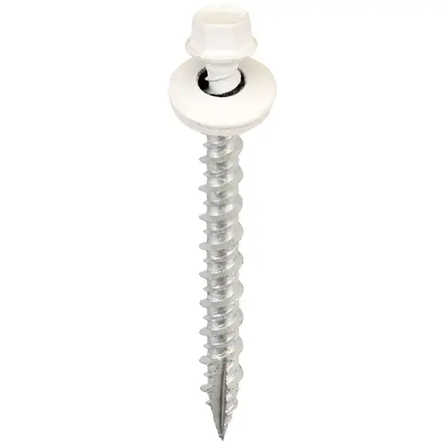 Screw, 2-1/2 in L, High-Low Thread, Hex Drive, Type 17 Point, 250 BAG White