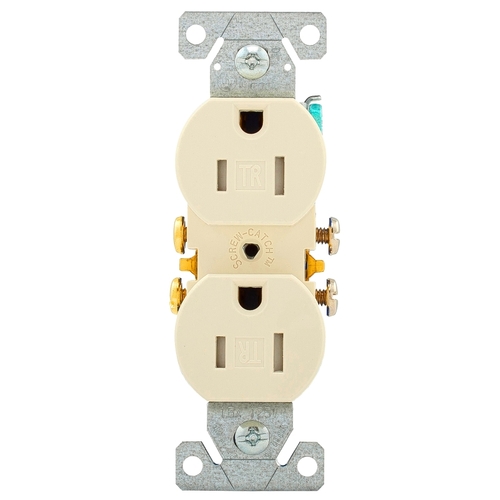 Duplex Receptacle, 2 -Pole, 15 A, 125 V, Push-in, Side Wiring, NEMA: 5-15R Light Almond