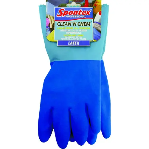 Spontex 74043ZQK 74043 Heavy-Duty Protective Gloves, XL, Latex, Blue Pair