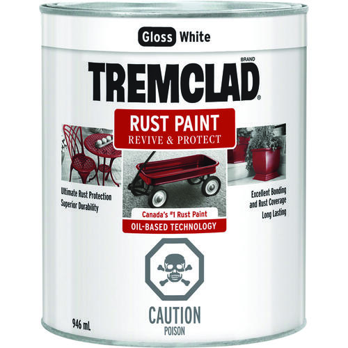 TREMCLAD Rust Paint, Gloss, White, 946 mL, Can