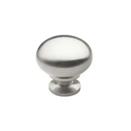 Cabinet Knob, 1-1/4 in Projection, Metal, Brushed Nickel