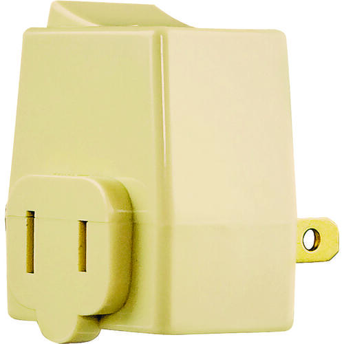 Plug In Switch, 2 -Pole, 15 A, 120 V, 1 -Outlet, Ivory