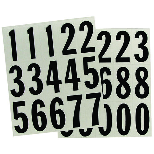 Packaged Number Set, 2 in H Character, Black Character, White Background, Vinyl