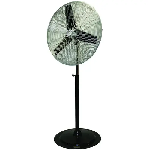 Heavy-Duty Oscillating Pedestal Fan, 120 V, 2.1 A, 90 deg Sweep, 30 in Dia Blade, Black