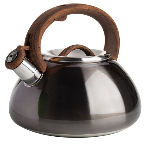 Tea Kettle, 2.5 qt Capacity, Soft Touch Handle, Stainless Steel, Gunmetal