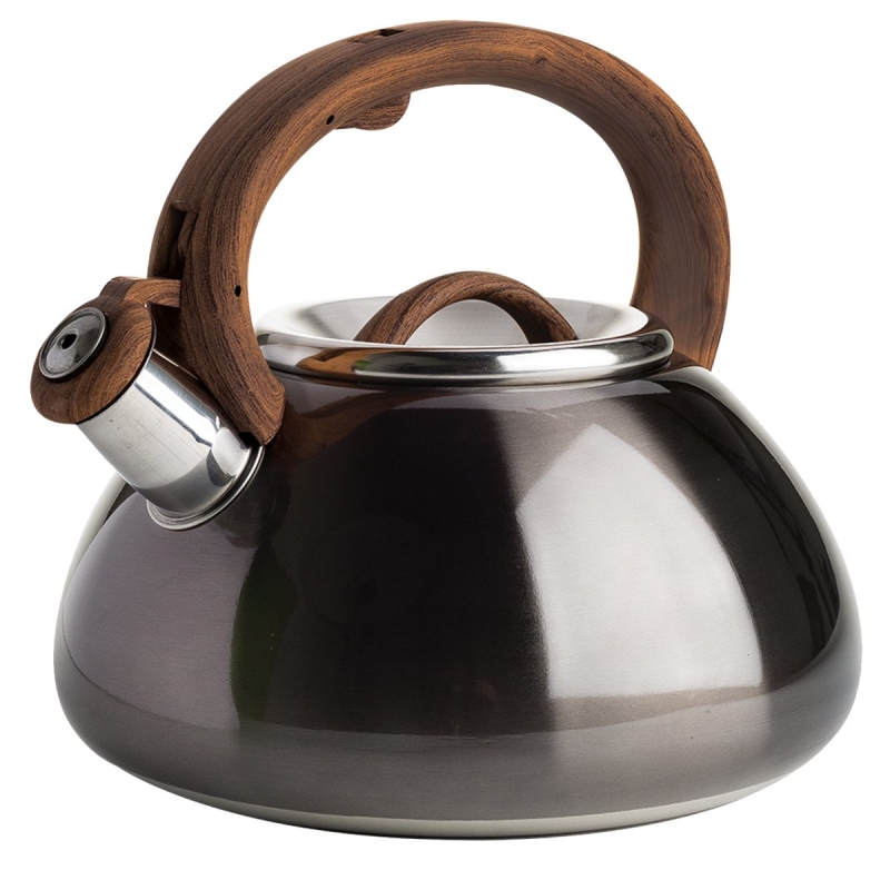 Primula PAGM1-6225 Tea Kettle, 2.5 qt Capacity, Soft Touch Handle, Stainless Steel, Gunmetal