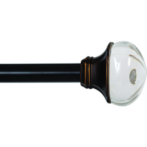 Curtain Rod, 3/4 in Dia, 36 to 66 in L, Metal, Black Copper