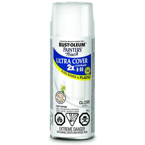 PAINTER'S Touch Spray Paint, Gloss, White, 340 g, Aerosol Can