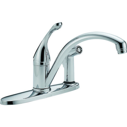 Delta 340-DST COLLINS Series Kitchen Faucet with Integral Spray, 1.8 gpm, 1-Faucet Handle, Brass, Chrome Plated