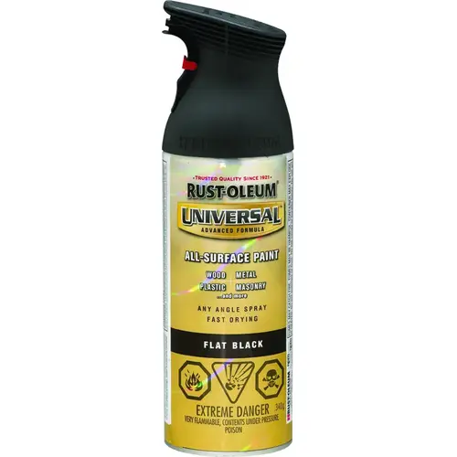 UNIVERSAL Enamel Paint, Flat, Black, 340 g, Aerosol Can