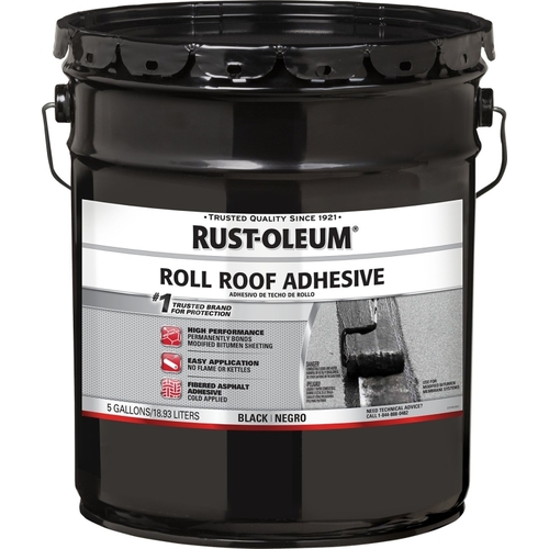Roll Roofing Adhesive, Black, Liquid, 4.75 gal