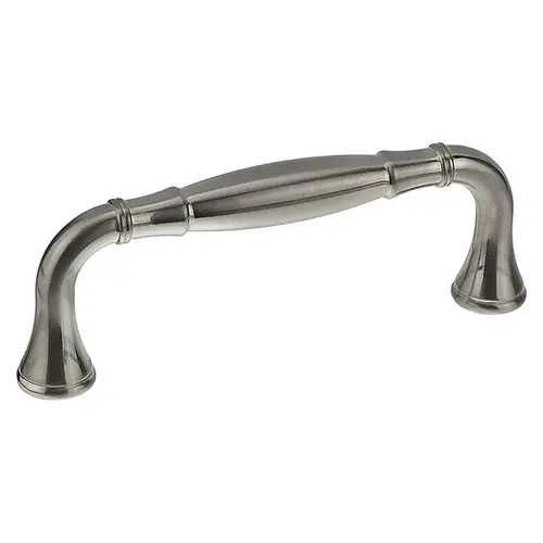 Cabinet Pull, 4-13/32 in L Handle, 1-9/15 in Projection, Metal, Brushed Nickel Gray