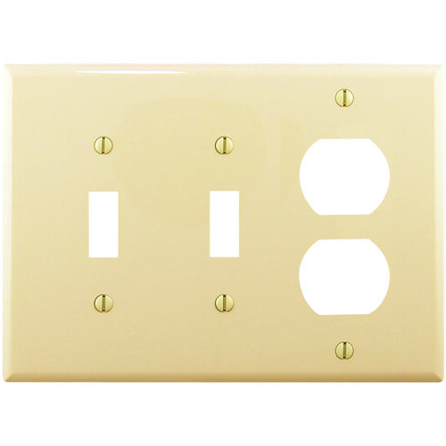 Combination Wallplate, 4-7/8 in L, 6-3/4 in W, 3 -Gang, Polycarbonate, Ivory