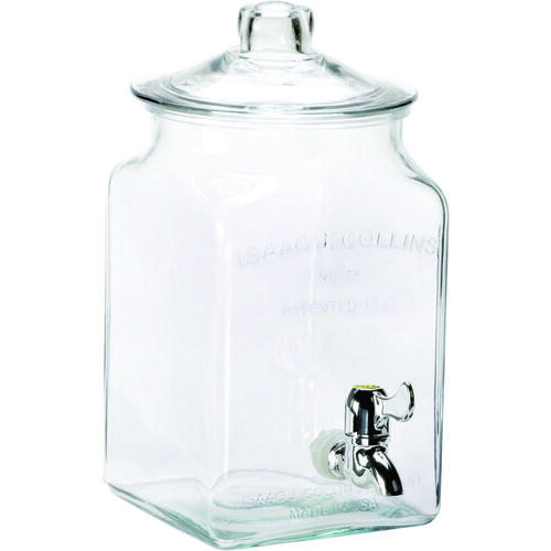 Beverage Dispenser, 1.5 gal Capacity, Glass Container, Clear