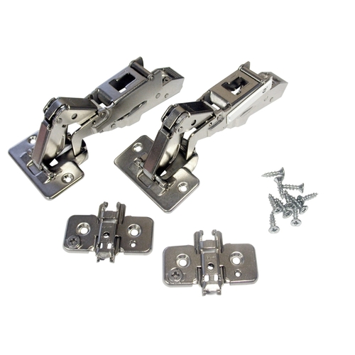 Cabinet Hinge, 170 deg Hinge Opening, Spring Closing Close, Nickel Pair