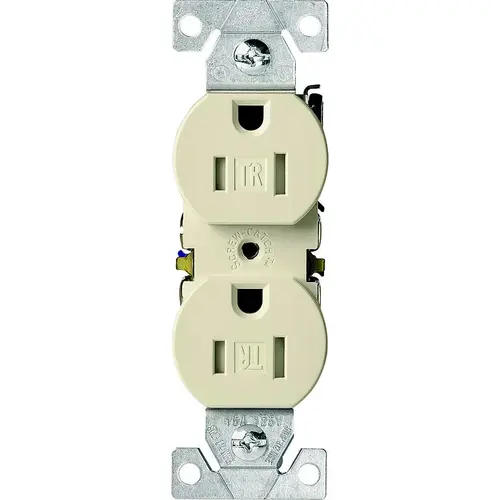 Duplex Receptacle, 2 -Pole, 15 A, 125 V, Push, Side Wiring, NEMA: 5-15R, Ivory