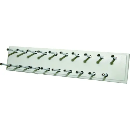 Tie Rack, 20-Hook, 14 in OAW, White