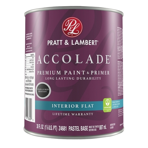 Pratt & Lambert 0000Z4681-14 Accolade Z4600 Paint and Primer, Flat, Pastel Base, 30 oz