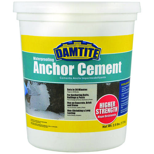 DAMTITE 08032/08031 Anchoring Cement, Powder, Gray, 48 hr Curing, 2.5 lb Pail
