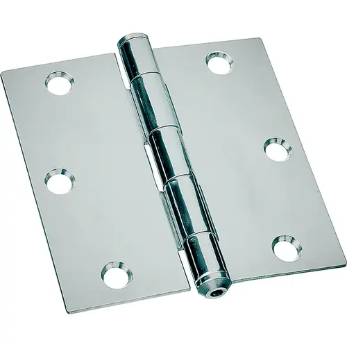 Utility Hinge, Steel, Zinc, Removable Pin, 180 deg Range of Motion, Full Mortise Mounting Silver