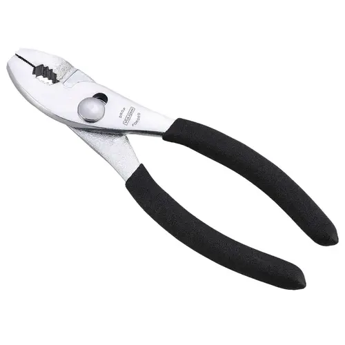 Slip Joint Plier, 6 in OAL, 1 in Jaw Opening, Black Handle, Non-Slip Handle, 1 in W Jaw, 7/8 in L Jaw