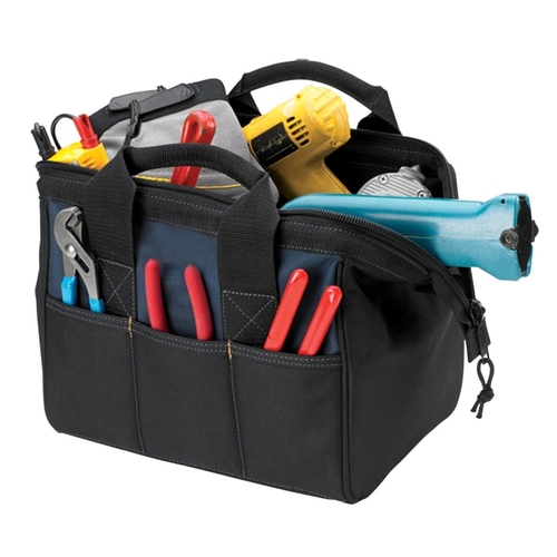 Kuny's SW798 Tool Works Series Standard Tool Bag, 8-1/2 in W, 12 in D, 8 in H, 23-Pocket, Polyester, Black