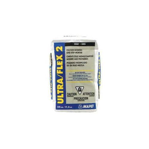 Ultraflex 2 Series 60054 Tile Mortar, Gray, Powder, 25 lb Bag