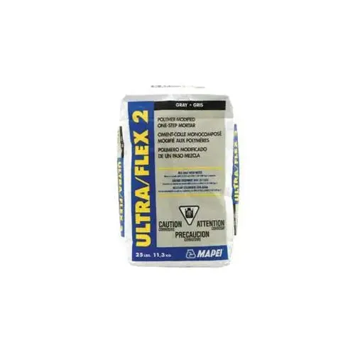 Ultraflex 2 Series 60054 Tile Mortar, Gray, Powder, 25 lb Bag