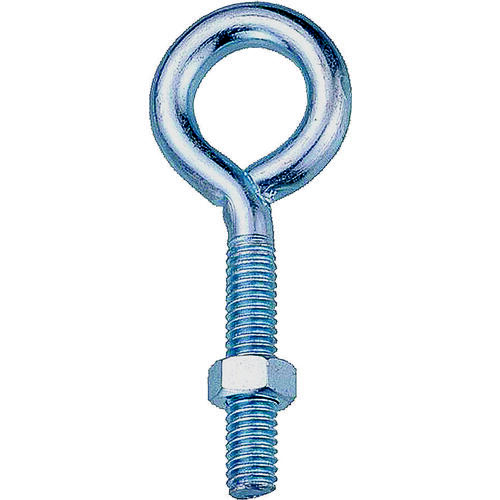 Eye Bolt, 7.8 mm Thread, Machine Thread, 3/4 in L Thread, 1-3/16 in Dia Eye, 239 lb Working Load, Steel Zinc