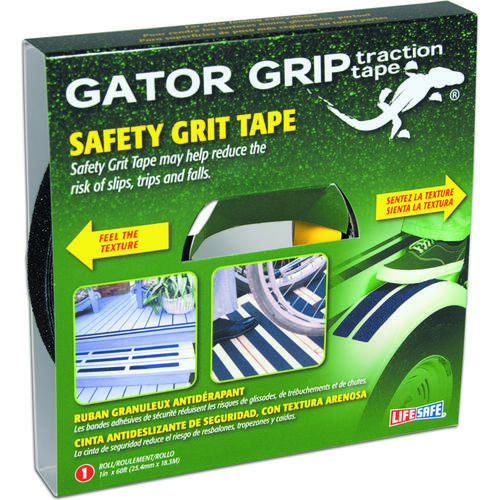 Gator Grip Traction Tape, 60 ft L, 1 in W, PVC Backing, Black