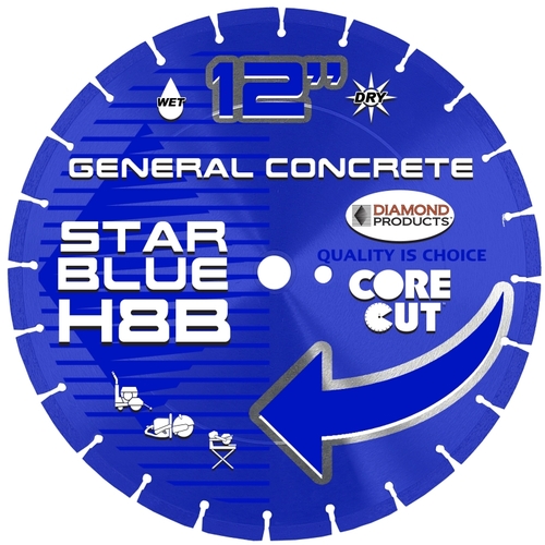 Star Blue High-Speed Blade, 12 in Dia, Universal Arbor, High-Speed Diamond Cutting Edge