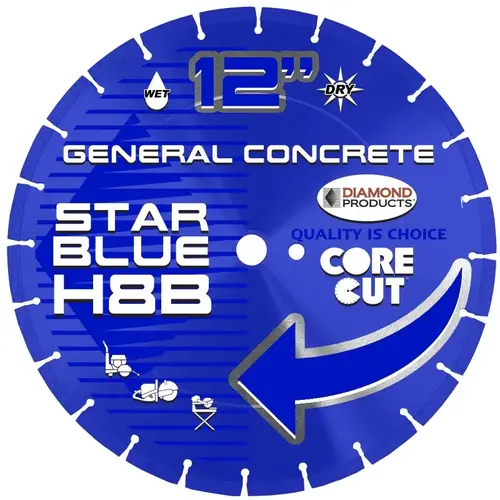 Diamond 92398 Star Blue High-Speed Blade, 12 in Dia, Universal Arbor, High-Speed Diamond Cutting Edge