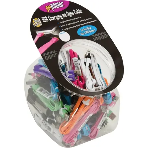 GetPower CWP-USBBOWL-MUC Charging and Sync Cable, Micro-USB, Assorted, 3 ft L - pack of 50