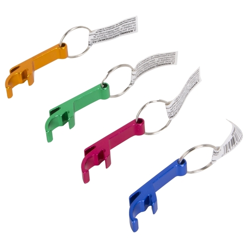 Key Ring, Key Ring Ring, 7/8 in Dia Ring, Aluminum Case, Blue/Gold/Green/Pink