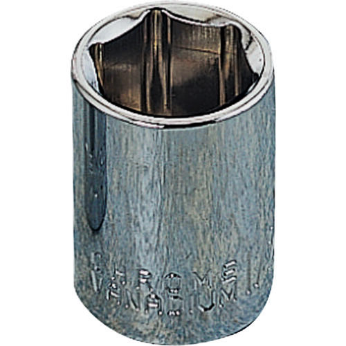 Drive Socket, 15 mm Socket, 3/8 in Drive, 6-Point, Chrome Vanadium Steel, Chrome Silver