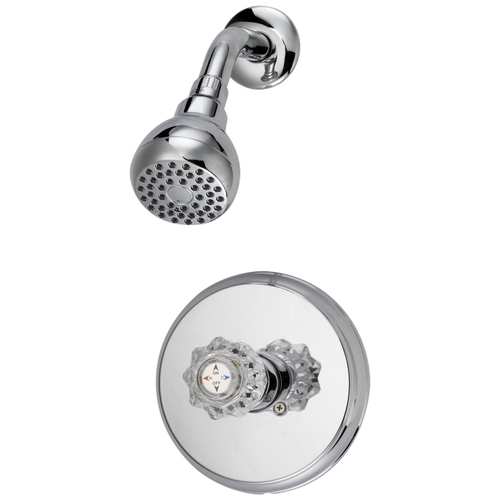 Shower Faucet, 1.75 gpm, 2.75 in Showerhead, Metal/Plastic, Round Showerhead, Knob Handle