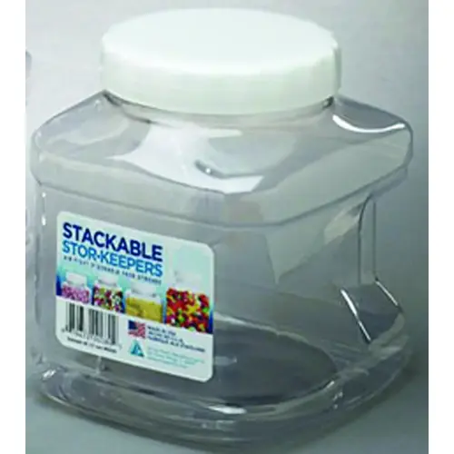 Stackable Container, 80 oz Capacity, Clear, 5-1/2 in L, 5-3/4 in W, 7-1/4 in H - pack of 12