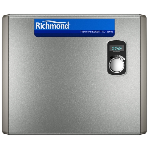 Richmond RMTEX-36 Essential Series Tankless Electric Water Heater, 150 A, 240 V, 36 kW, 99.8 % Energy Efficiency