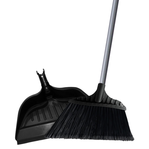 Simple Spaces 2132X Angle Broom with Dust Pan, 14.5 in Sweep Face, 6-3/4 in L Trim, Recycle Polypropylene Bristle