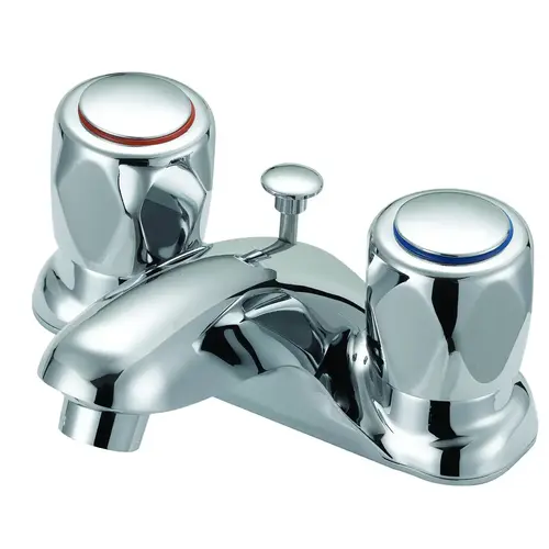 Lavatory Faucet, 1.2 gpm, 2-Faucet Handle, 3-Faucet Hole, Metal/Plastic, Chrome Plated