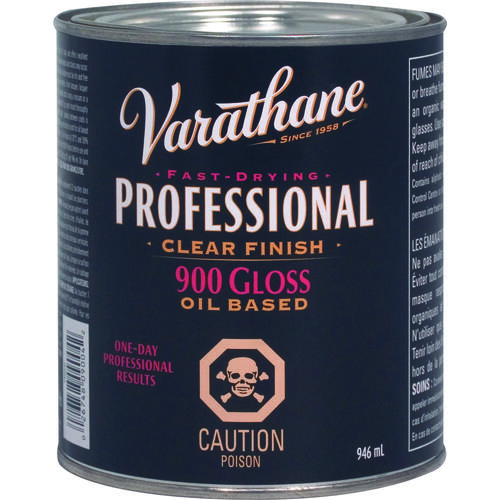 Varathane Y90041 Wood Finish, Gloss, Clear, Liquid, 946 mL, Can